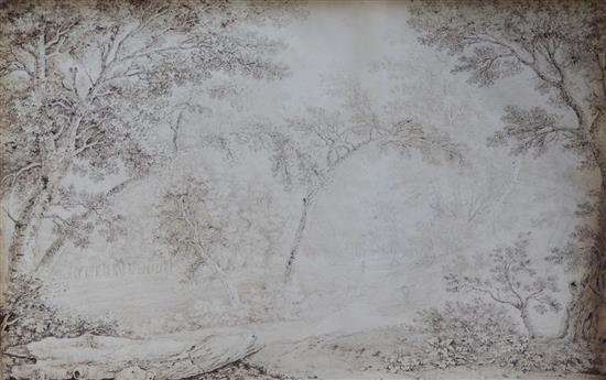 Francois (Franz) Keisermann (1765-1833) Study of ruins, Rome 1794 and Figures in a wooded landscape 22.5 x 36in. and 25 x 38.5in.